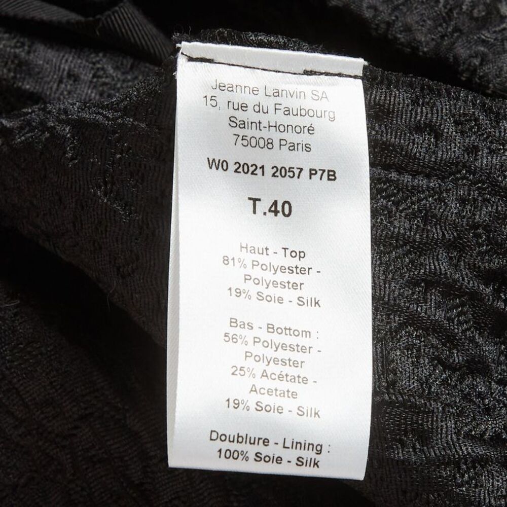 Lanvin Black Satin And Textured Jacquard Bow Detail Strapless Mini Dress M - Picture 6 of 7